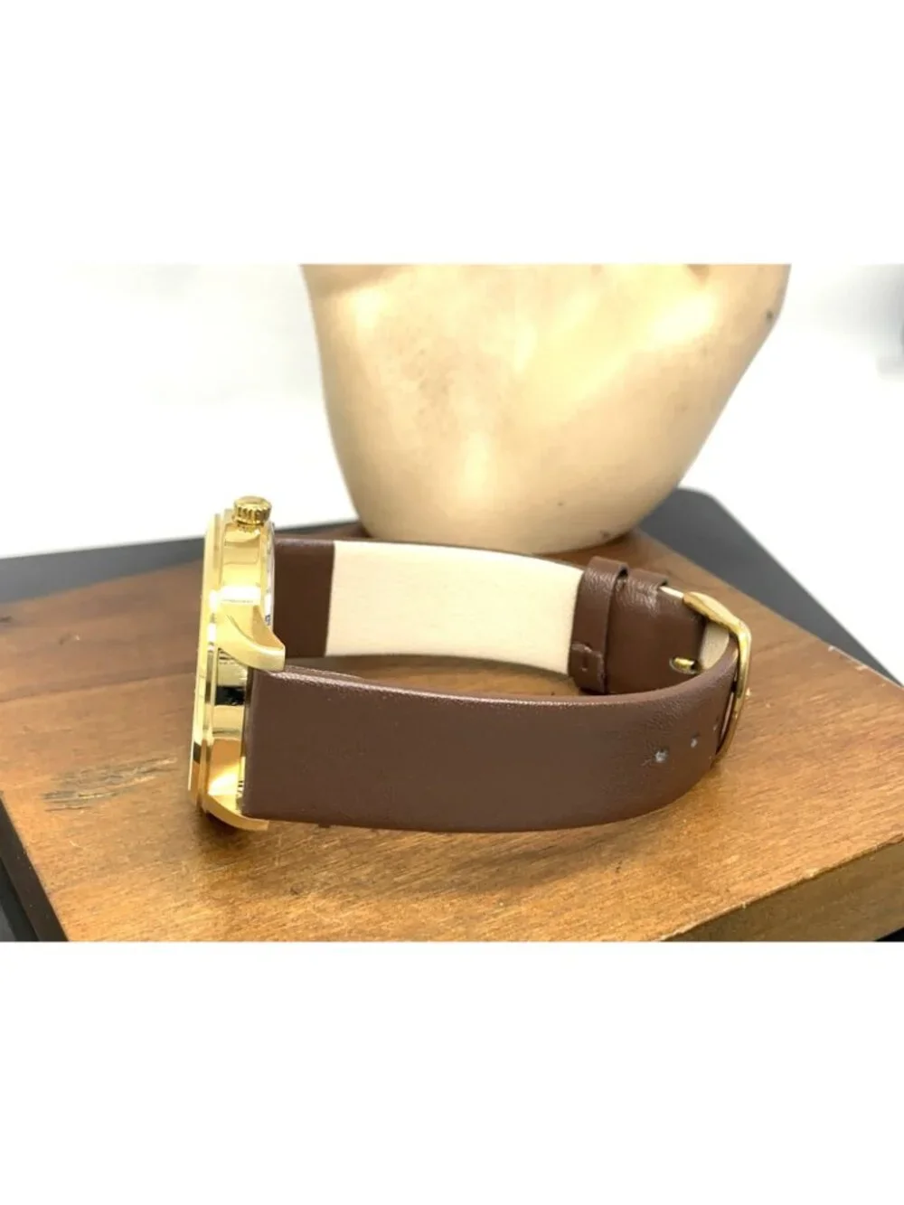 Bulova Men's Watch 97D125 Quartz Diamond Accent Gold Steel Brown Leather 41mm